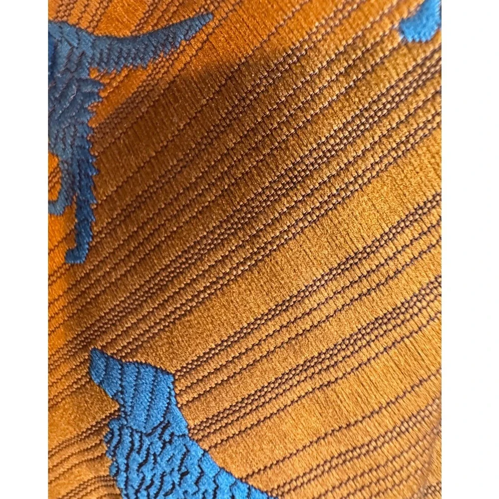 Vintage Pulitzer Tie Amber Blue Setter Dog Wide Novelty‎ Necktie